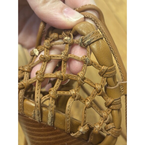 Tory Burch Helena Mesh 110mm Lace Up Pumps Heels Brown leather Strap Size 8 - Picture 11 of 16